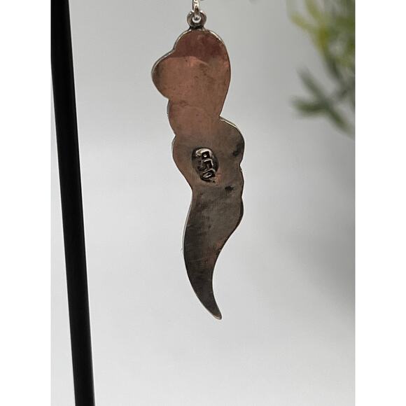 Lapis Lazuli Royal Blue 950 Sterling Silver Heart Dangle Southwestern Earring - Picture 10 of 10